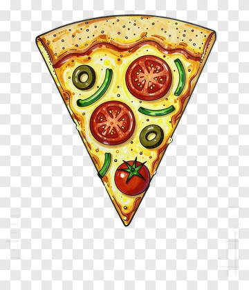 Cartoon Slice Of Pizza With Toppings PNG
