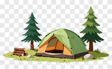Camping Tent Surrounded By Pine Trees PNG