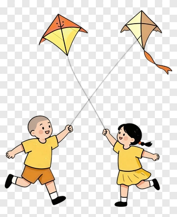 Children Flying Kites PNG