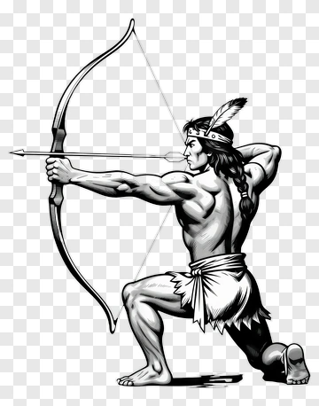 Native American Archer Drawing PNG