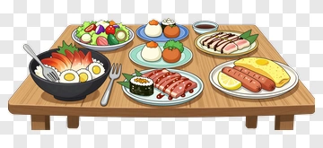 Colorful Japanese Cuisine Platter PNG