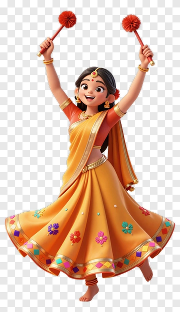Happy Girl Dancing In Traditional Dress PNG