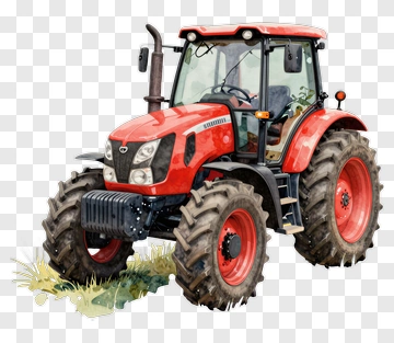 3D Red Tractor PNG