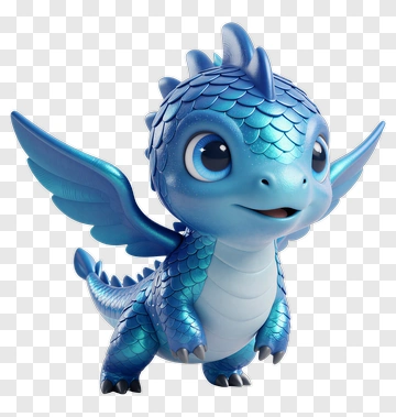 3D Blue Dragon Character PNG