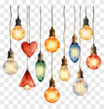 Colorful Hanging String Lights PNG