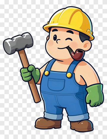 Cartoon Construction Worker Holding A Hammer PNG