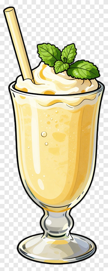 Milkshake In A Glass With Mint Leaves PNG