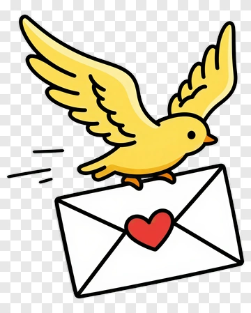 Cartoon Bird Delivering A Love Letter PNG