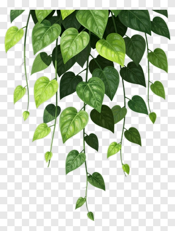 Green Hanging Plant With Heart-Shaped Leaves PNG