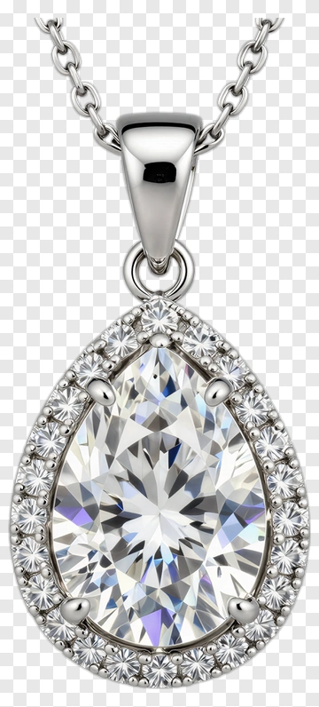 Teardrop Diamond Pendant Necklace PNG