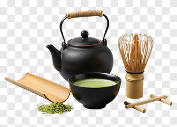 Tea Set With Matcha Bowl And Whisk PNG