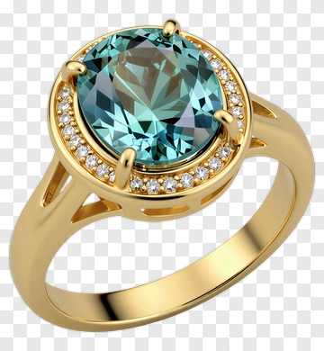 Gold Ring With Blue Gemstone PNG