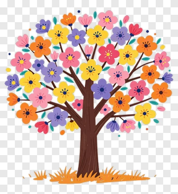 Colorful Flowering Tree PNG