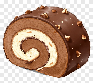 Chocolate Roll Cake With Cream Filling PNG