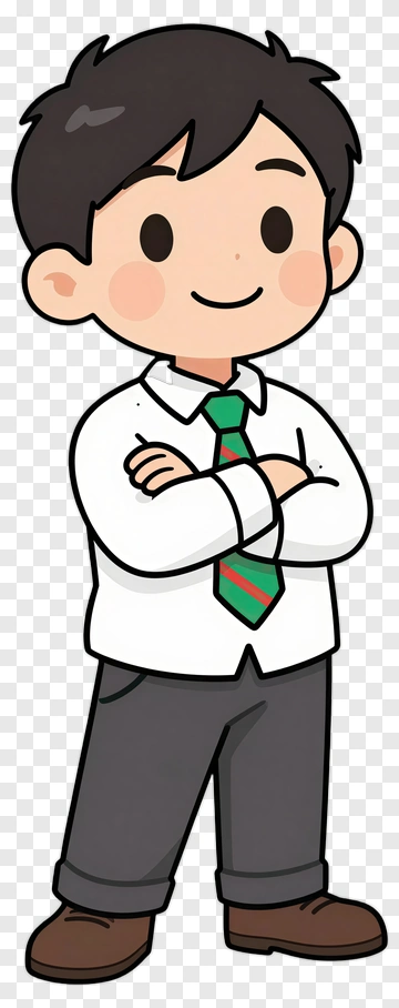 Cartoon Boy Standing With Arms Crossed PNG