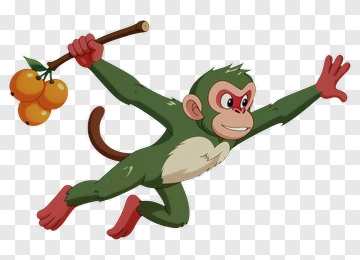 Cartoon Monkey Holding Oranges PNG