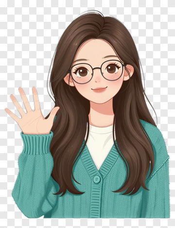 Cartoon Girl Waving Hello PNG