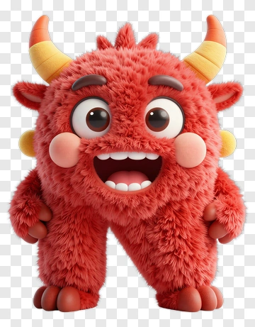 Cartoon Red Monster With Horns PNG