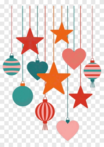 Colorful Christmas Ornaments Hanging PNG