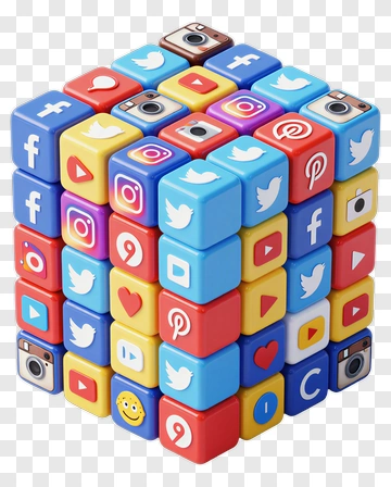Social Media Cube Puzzle PNG