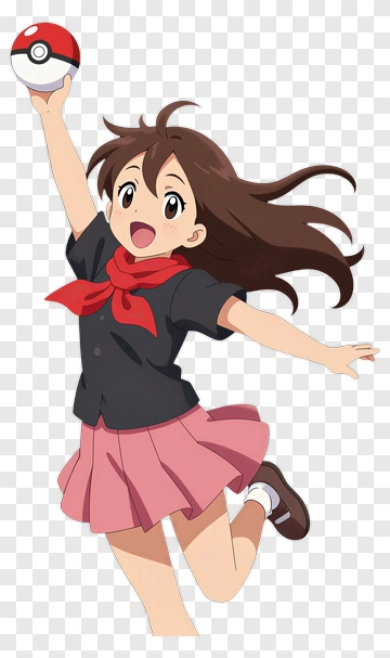 Anime Girl Holding A Poké Ball PNG