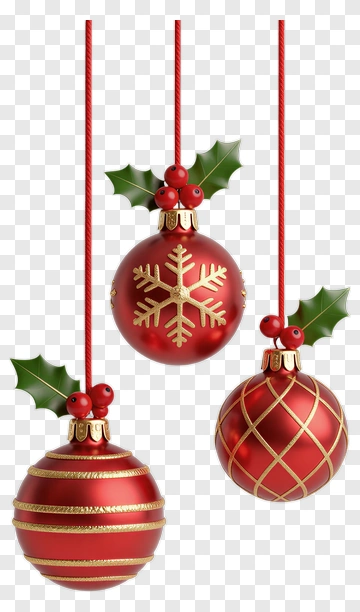 Christmas Ornaments With Holly Leaves PNG