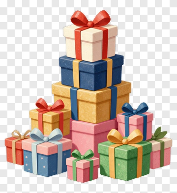 Colorful Gift Boxes Stacked Together PNG