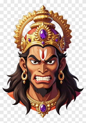 Angry Deity With Golden Crown And Jewelry PNG