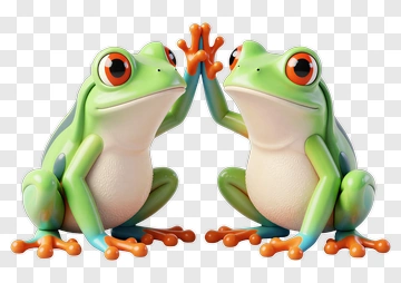 3D Frogs High-Fiving Each Other PNG