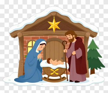 Nativity Scene With Mary, Joseph, And Baby Jesus PNG