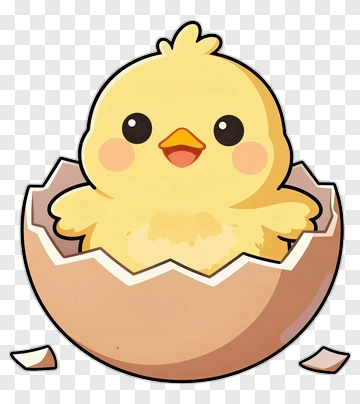 Cartoon Chick Hatching From Egg PNG