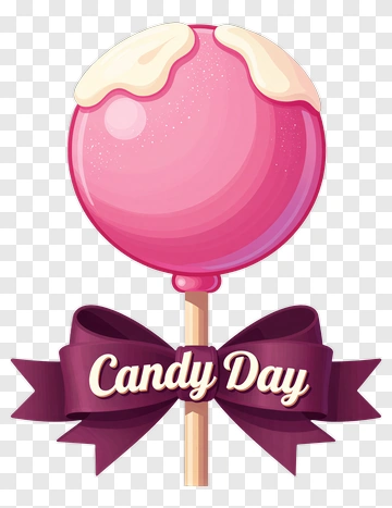 Candy Day Lollipop With Ribbon PNG