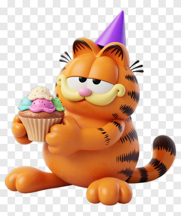 Cartoon Cat Holding A Cupcake PNG
