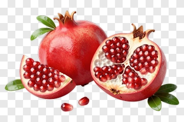 Fresh Pomegranate With Halved Sections PNG