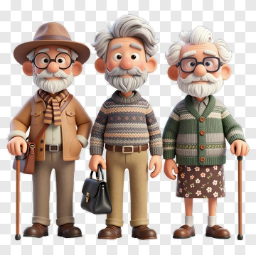 Cartoon Elderly Couple And Man With Briefcase PNG