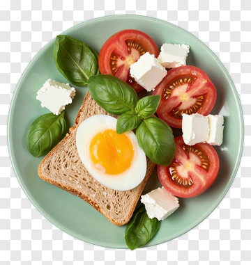 Breakfast Plate With Egg, Tomatoes, And Cheese PNG