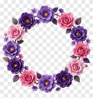 Colorful Floral Wreath PNG