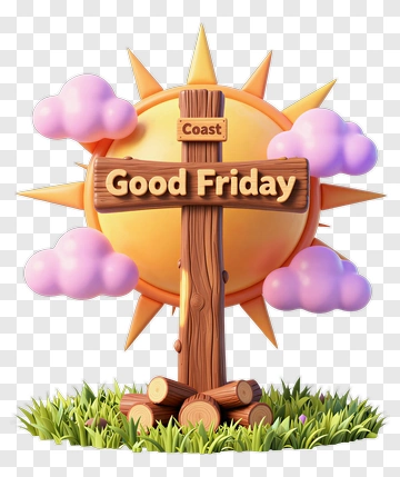 Good Friday Sign With Sun And Clouds PNG