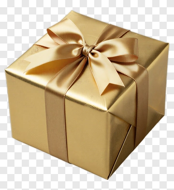 Gold Gift Box With Ribbon PNG
