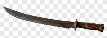 Serrated Knife With Wooden Handle PNG