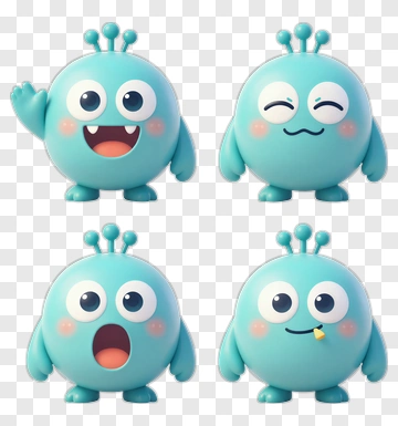 Cartoon Alien Character Expressions PNG