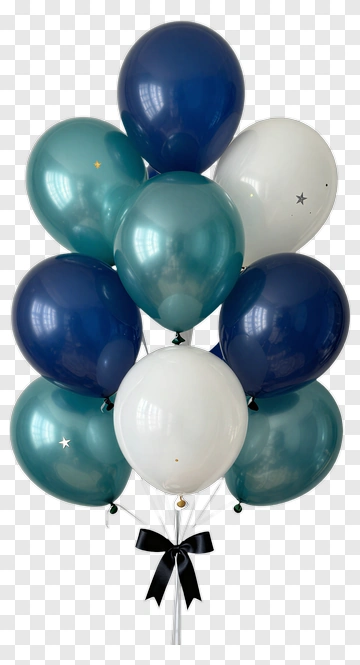 Colorful Balloon Bouquet With Stars And Ribbon PNG