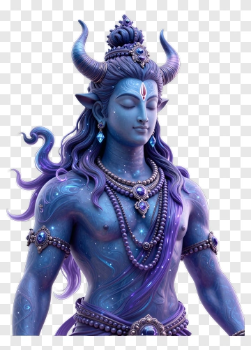 3D Blue Hindu God Statue PNG