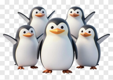 Cartoon Penguins Group PNG