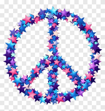 Colorful Peace Sign Made Of Stars PNG