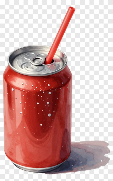 Red Soda Can With Straw PNG