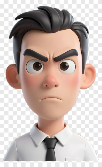 Cartoon Businessman With Serious Expression PNG