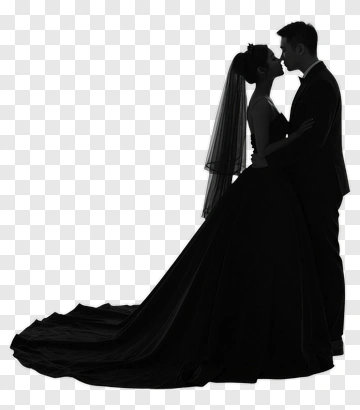 Silhouette Wedding Couple Embracing PNG