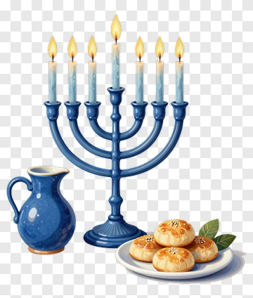Hanukkah Menorah With Traditional Cookies PNG