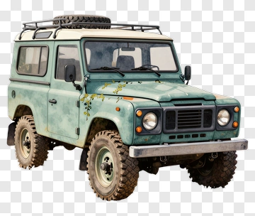 Vintage Off-Road Vehicle With Green Accents PNG